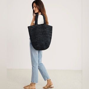 Jenni Kayne Woven Raffia Tote - Black
